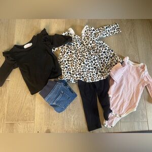 Leopard Print and Black Baby Outfit Set